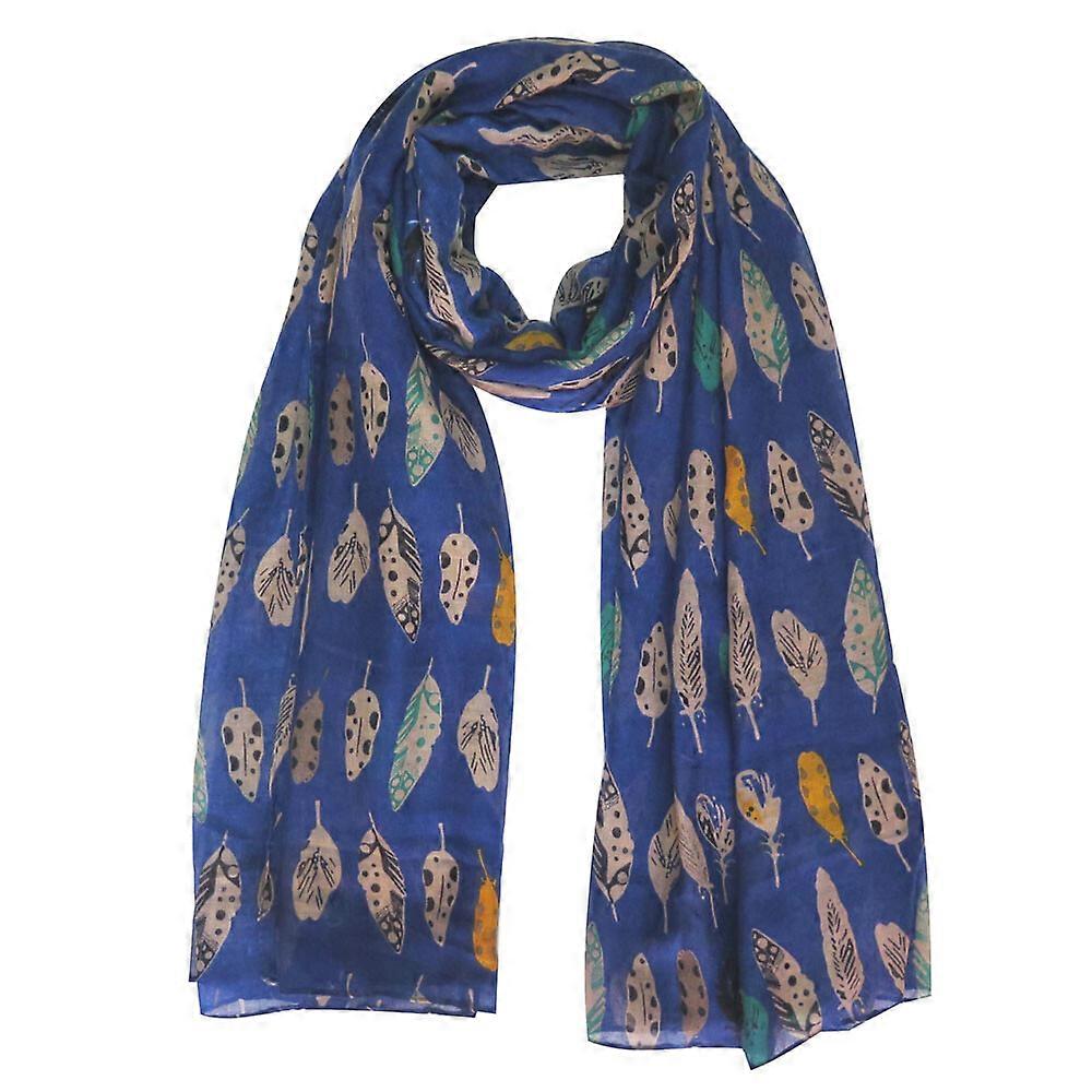 Multi Colored Feathers Print Womens Scarf Shawl Wrap Lightweight