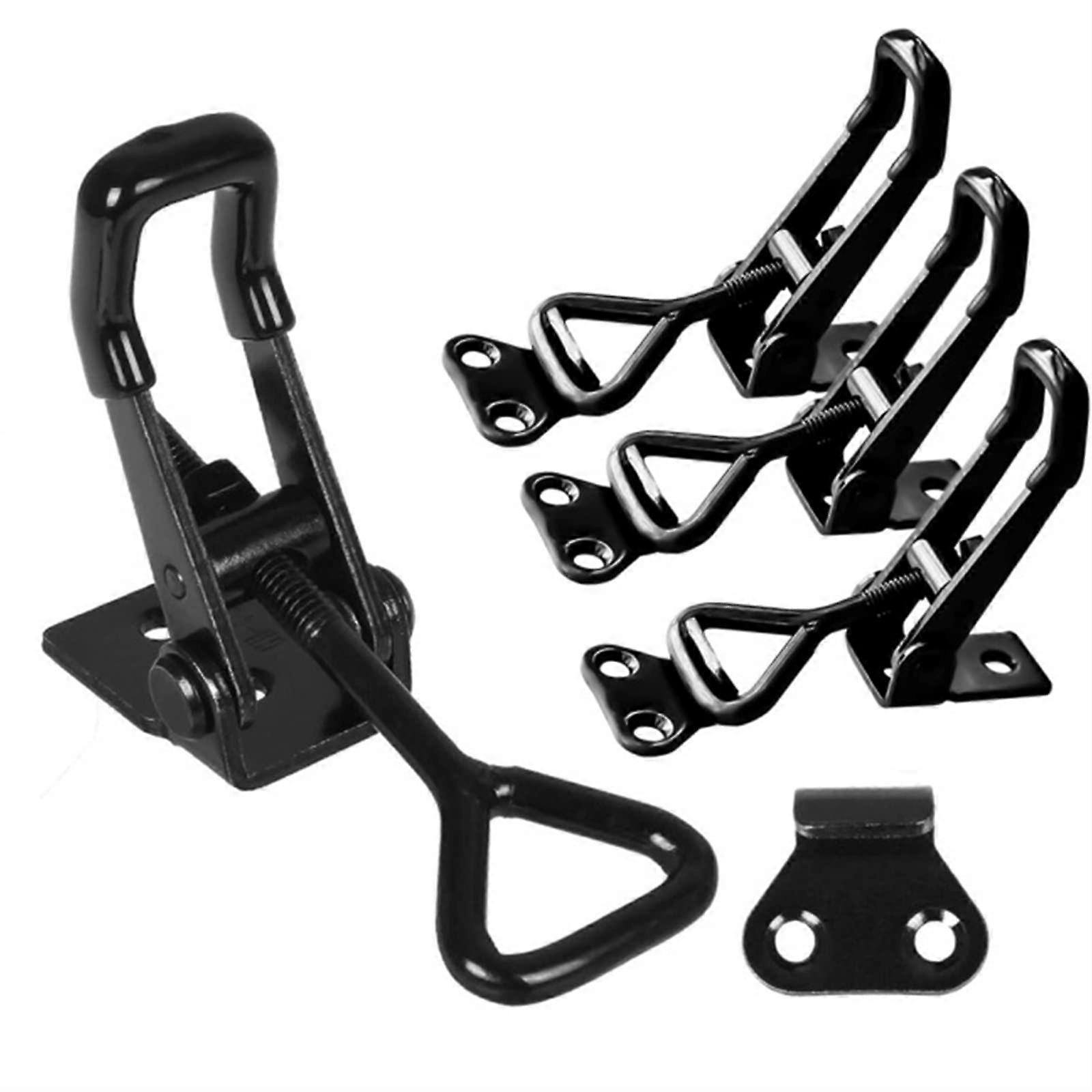 Toggle Latch Lock Adjustable Steel Catch for Cabinets Doors Boxes, Secure Pullaction Lever, Black