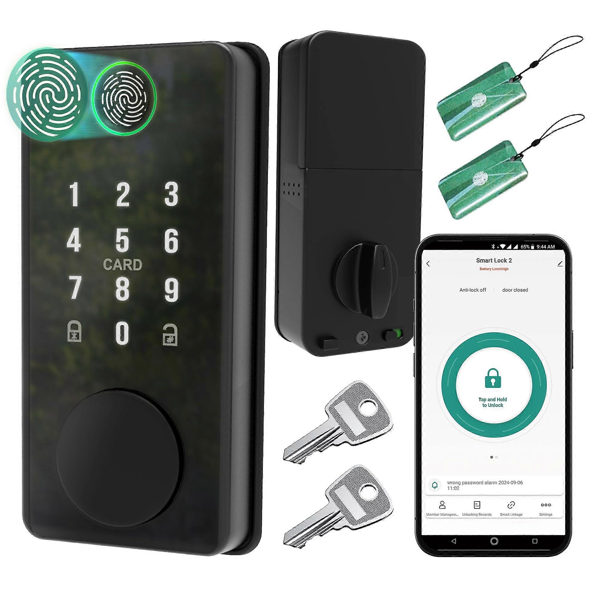 Smart Door Lock with Keypad and Bluetooth, Fingerprint Deadbolt for Front Door, Keyless Entry App Control