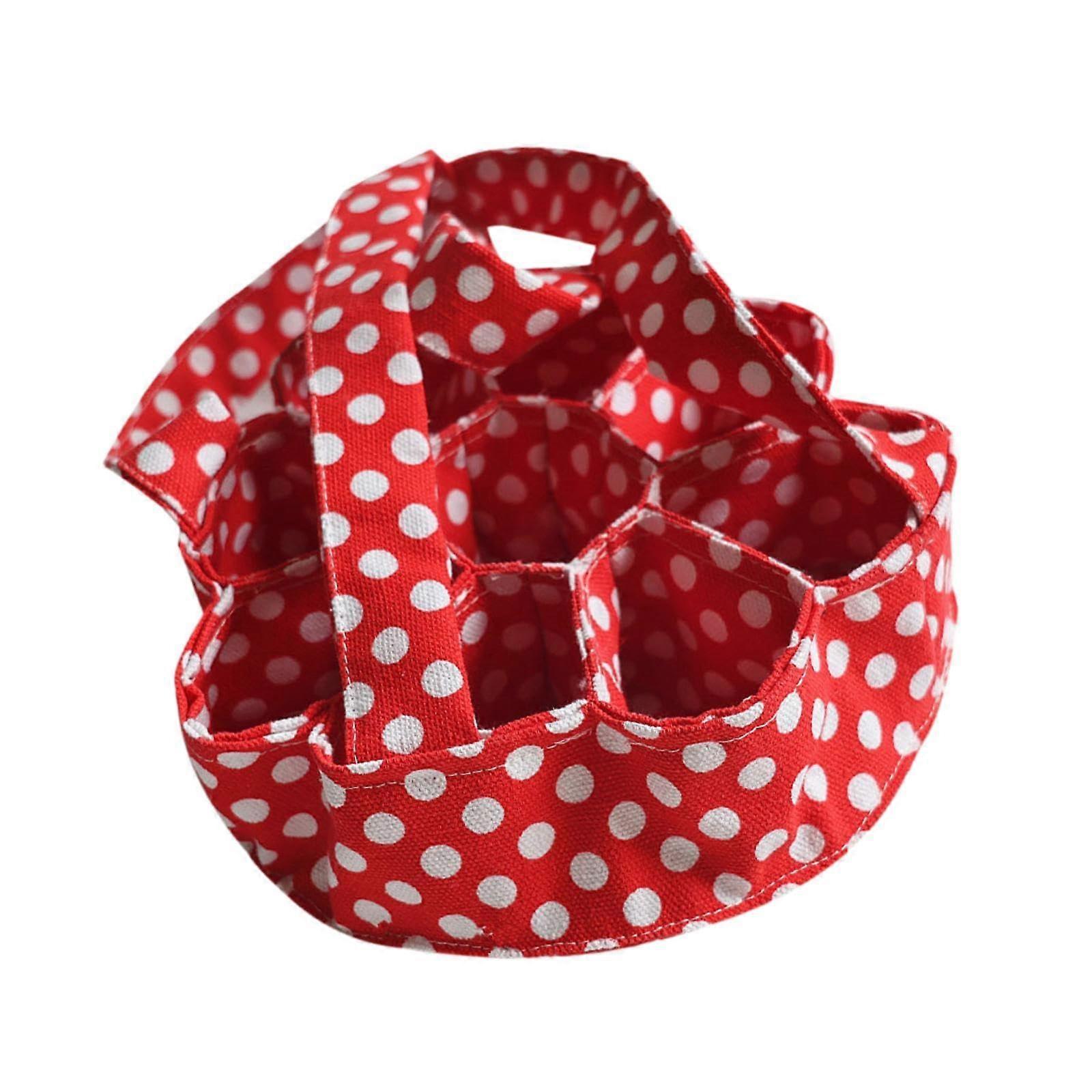 Egg Collecting Basket with Handle, 7 Compartments Canvas Bag for Chicken Coop Farm Kitchen, Red