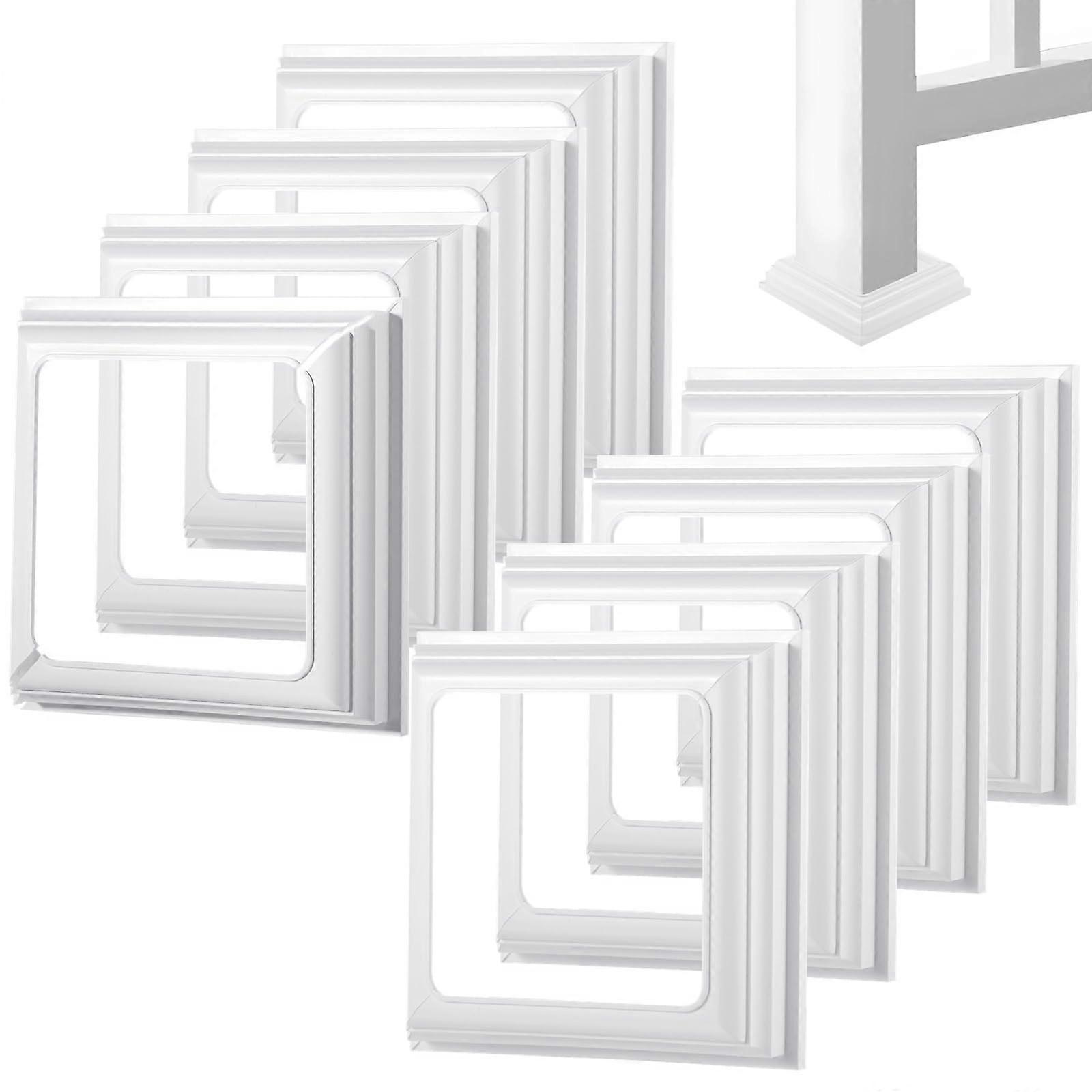 8Pack 4x4 Vinyl Post Skirts White Waterproof Deck Post Base Covers Quick Snap Installation