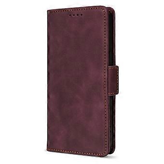 Case For Iphone 13 Burgundy-side Buckle Skin-feel Leather Skin-feel Side Solid Color No3950