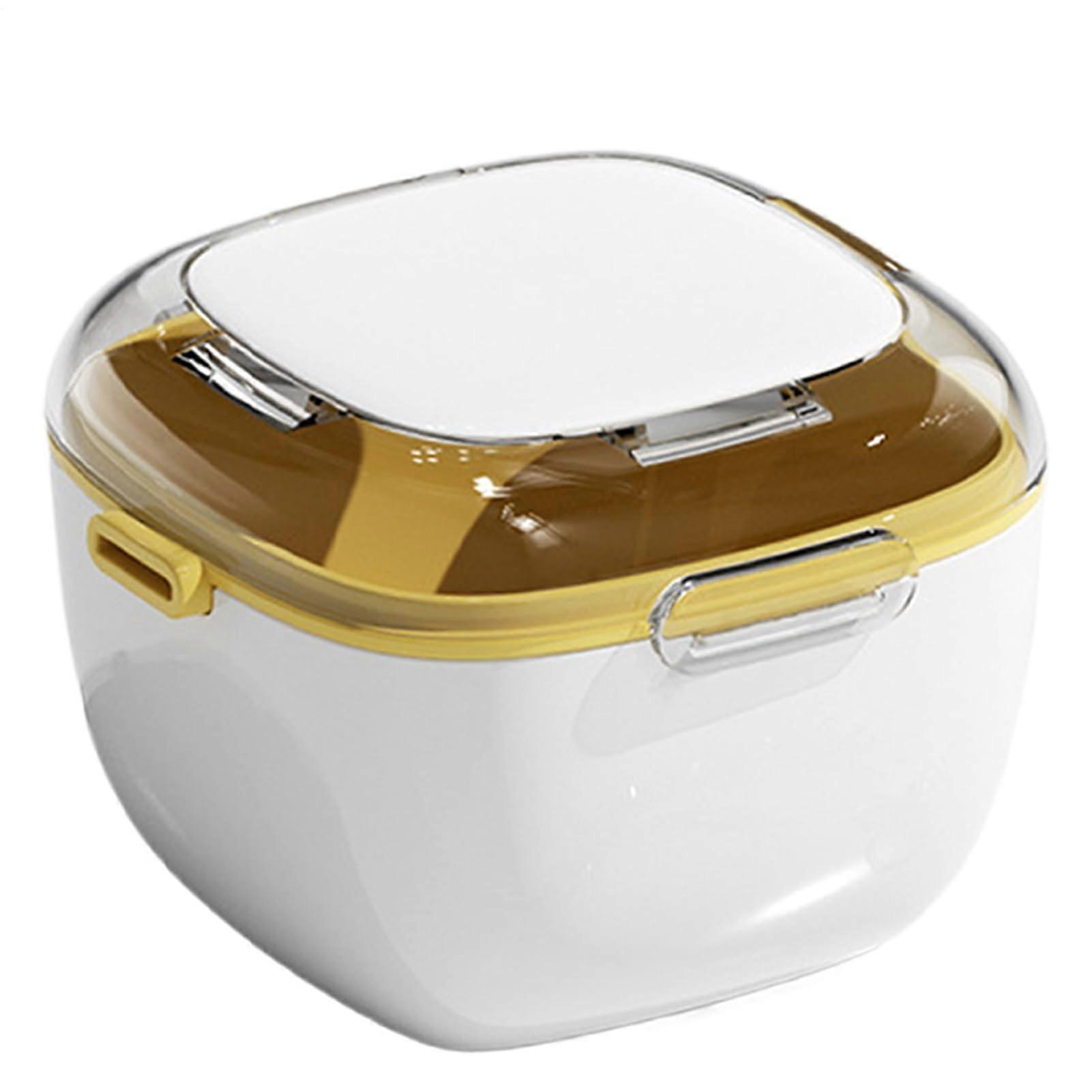 Denture Cup with Leakproof Snap Design, Double Layer Denture Holder and Cleaning Storage Box, Yellow