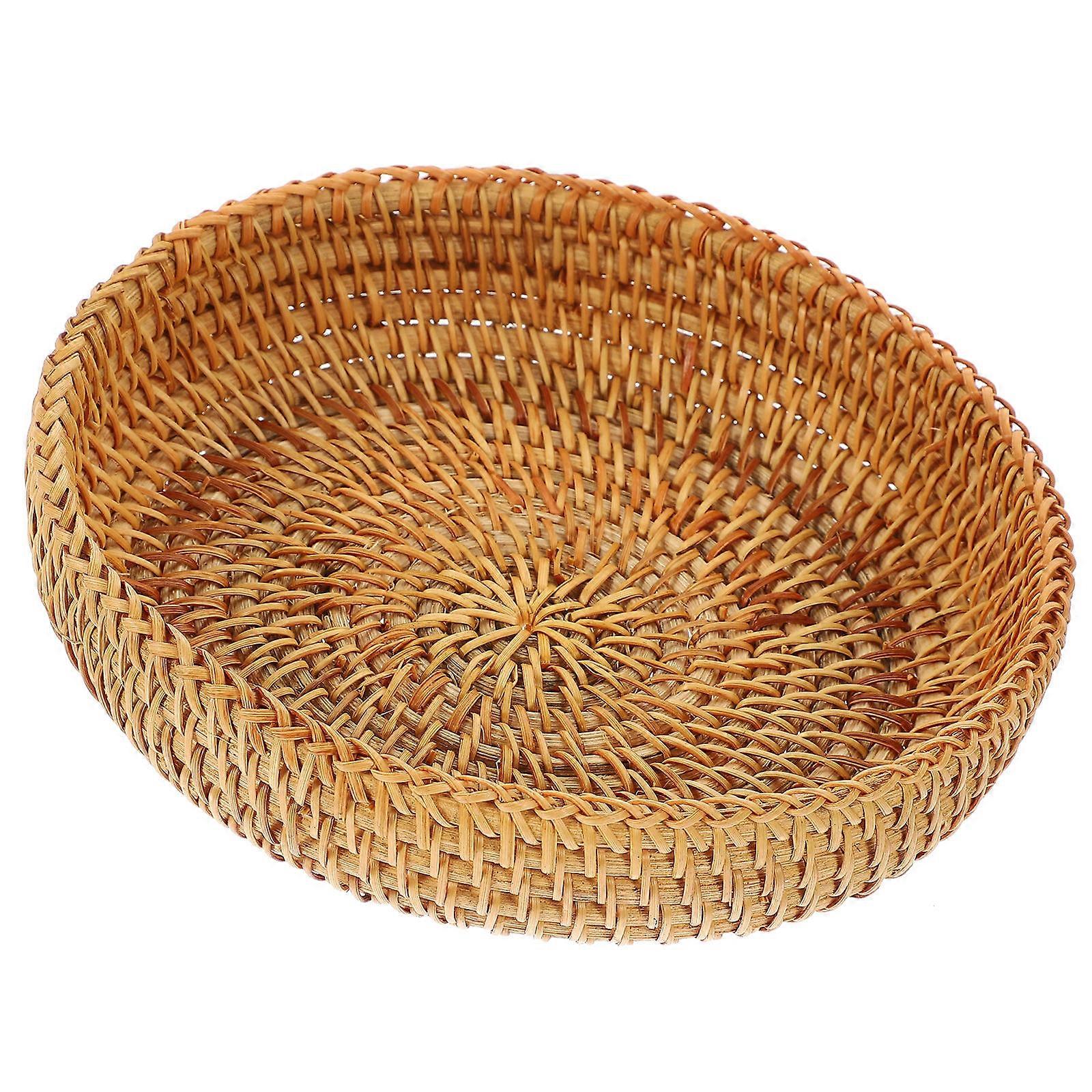 Multi-functional Round Storage Basket For Kitchen And Dining Table Light Brown Fruit And Snack Holder 1Pack