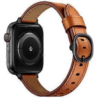 Bracelet en cuir véritable avec boucle métallique pour Apple Watch Series 11/10 (42 mm) / 9/8/7 (41 mm).