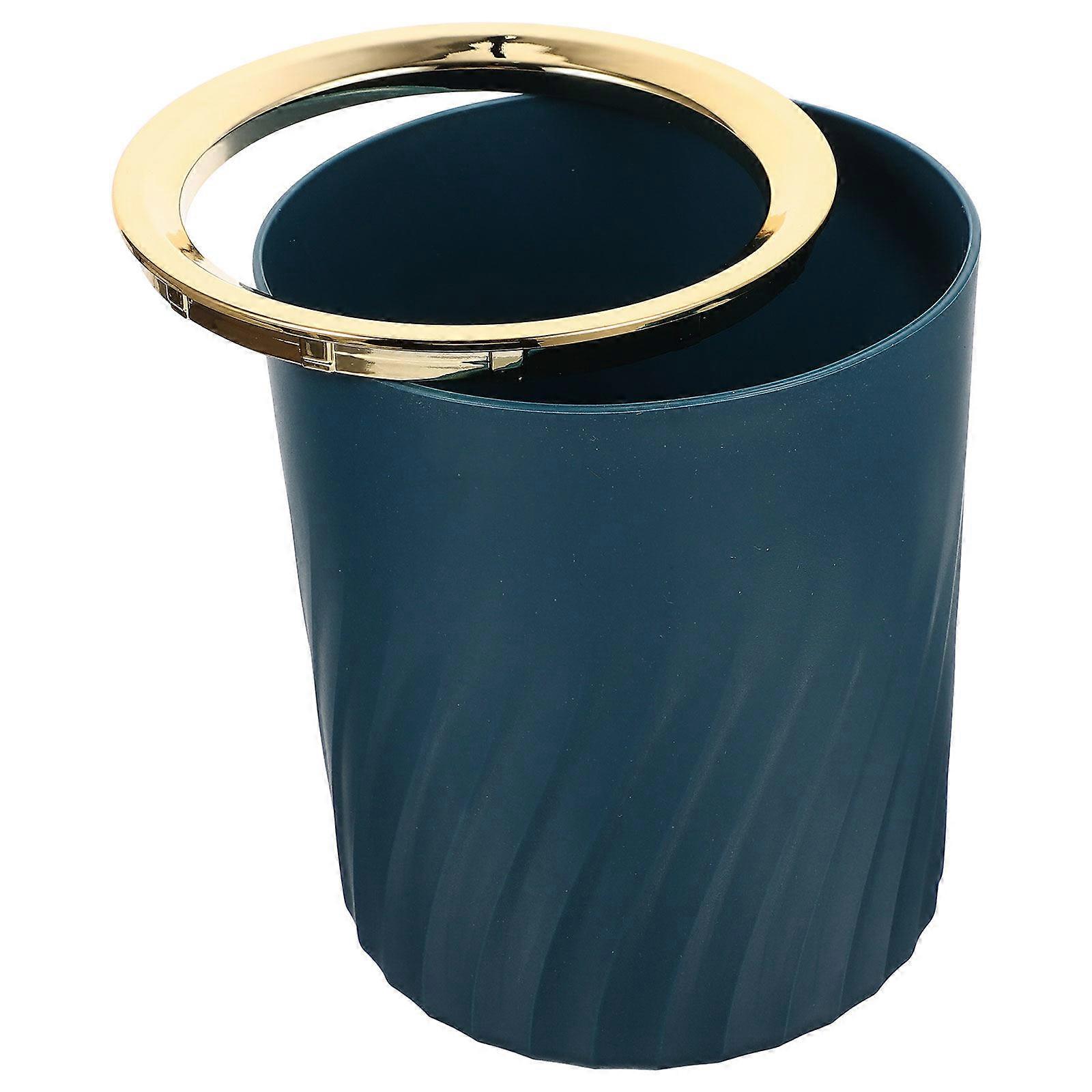 Decorative Wastebasket Pressing Trash Bin for Home Use Dark Green