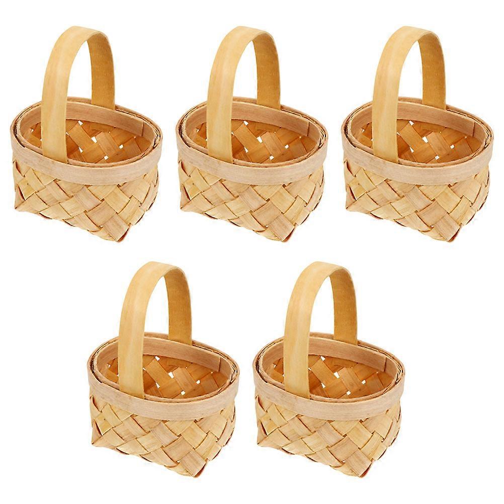 10Pcs Mini Woven Basket for Candy Packaging Party Rustic Light Brown