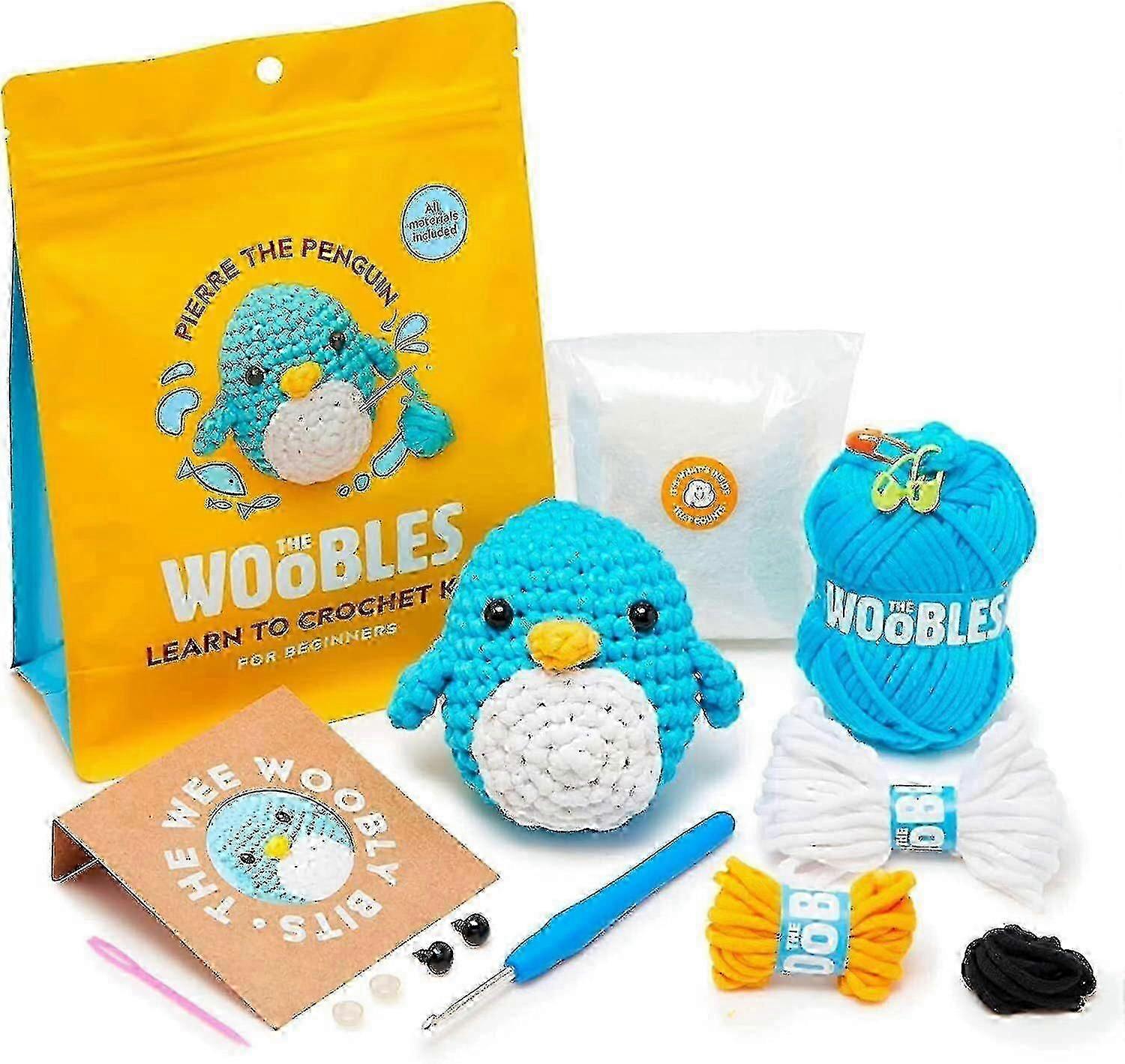 Beginner Friendly Crochet Kit for Stuffed Animals Including Penguin