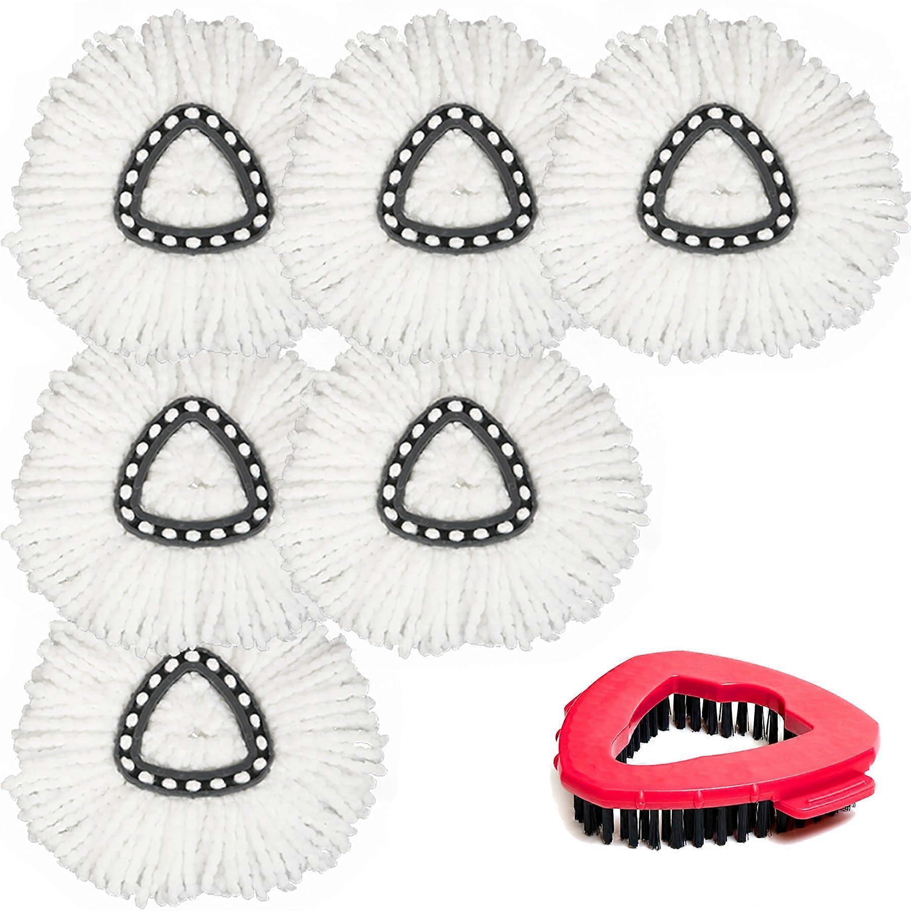 Spin Mop Refill for O Cedar 6+1 Pack Microfiber Mop Head Replacement with Heavy Duty Tile Scrub Brush