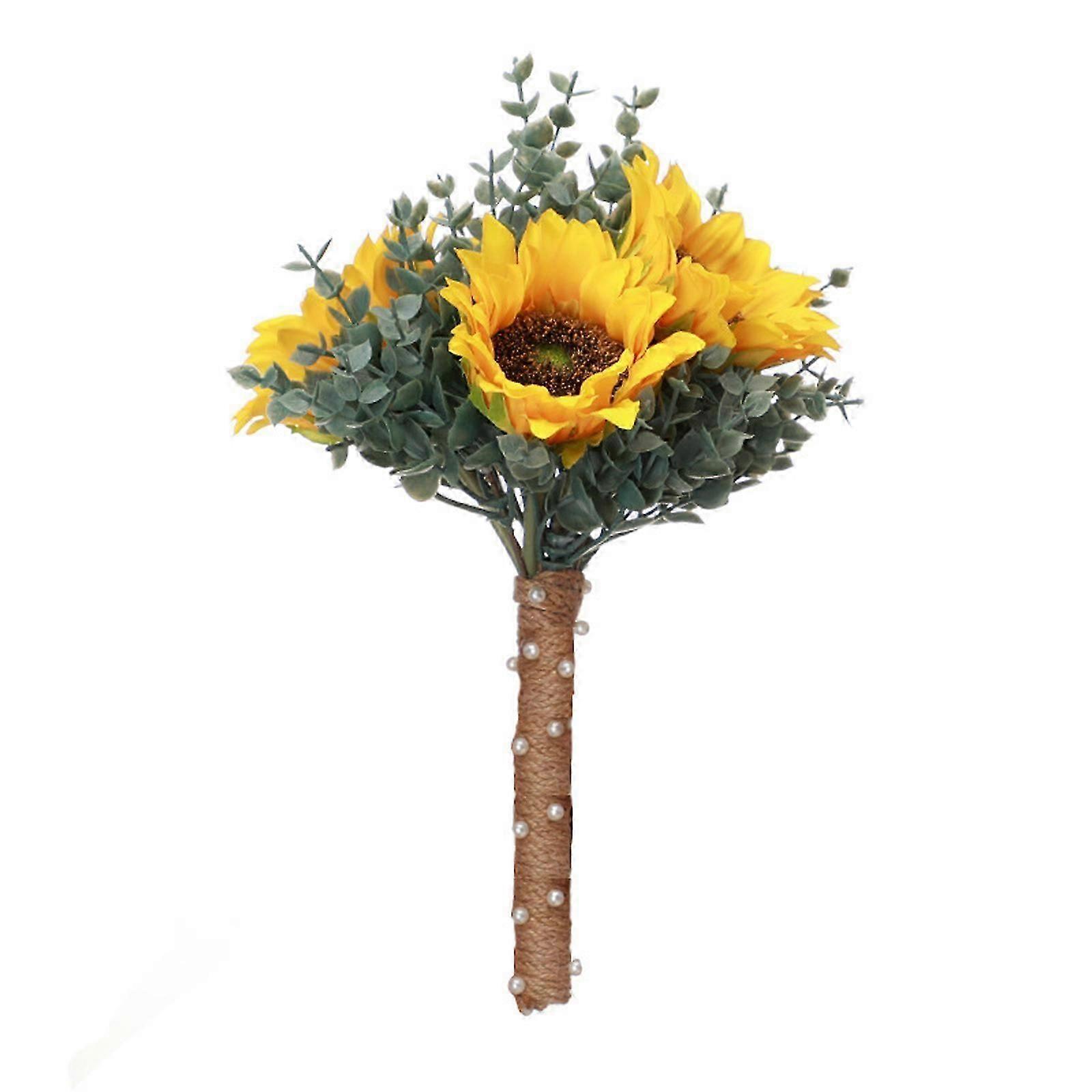 Artificial Sunflower Wedding Bouquet, Elegant Wedding Keepsake For Rustic Bridal