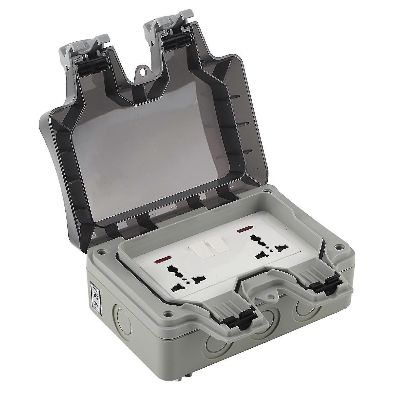 Outdoor Wall Power Socket with 2 3-Hole Socket + 2 Switch Waterproof Electrical