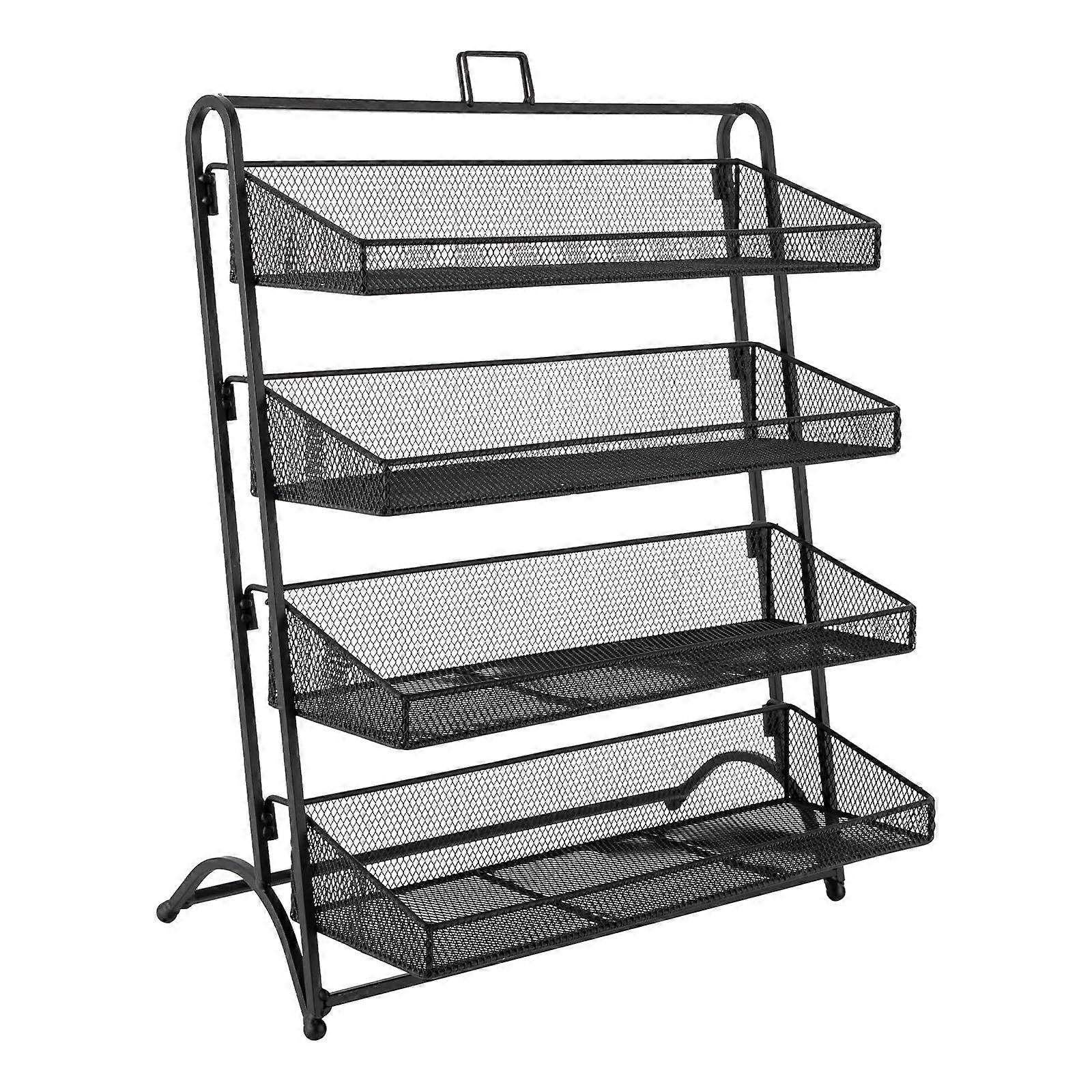 Modern 4Tier Iron Candy Display Rack, Stable Structure Retail Snack Organizer Shelf (Black)