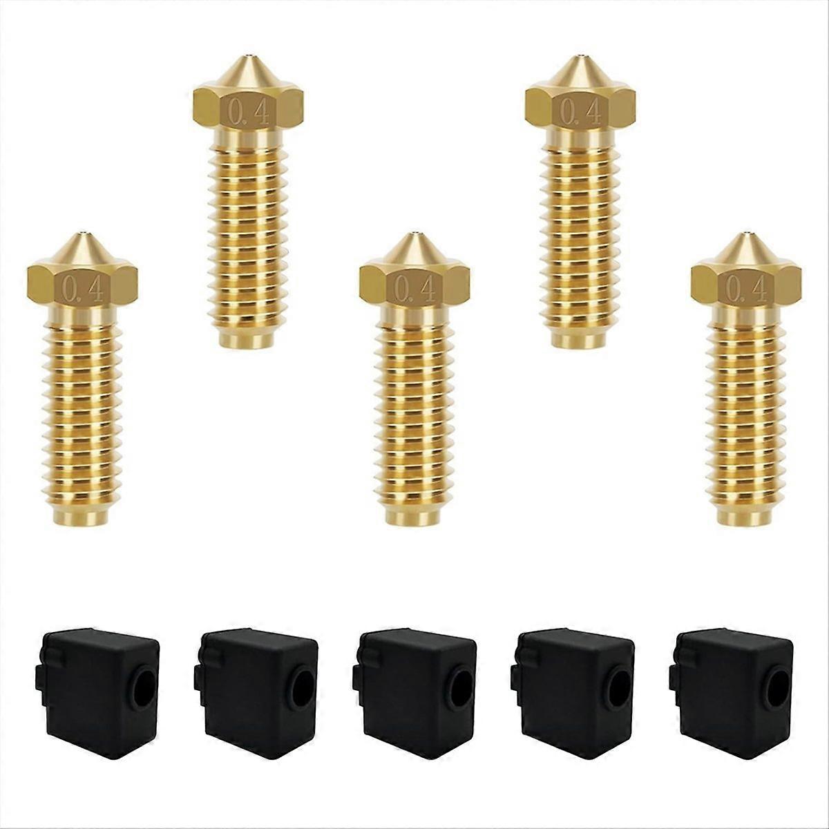 5PCS 0.4mm Brass Nozzles and 5PCS Silicone Socks