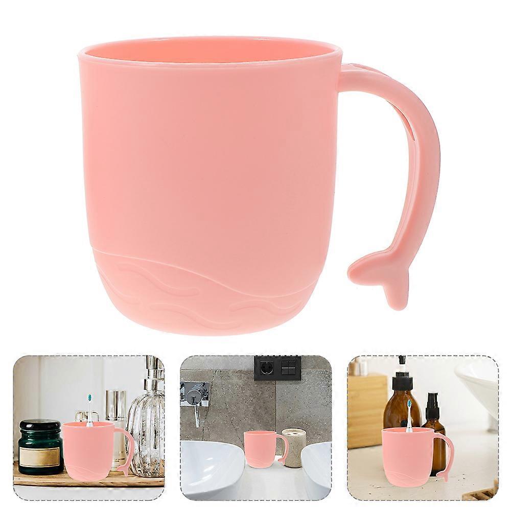 Toothbrush Cups Pink for Mouthwash Function 3Pcs Plastic Dolphin Handle