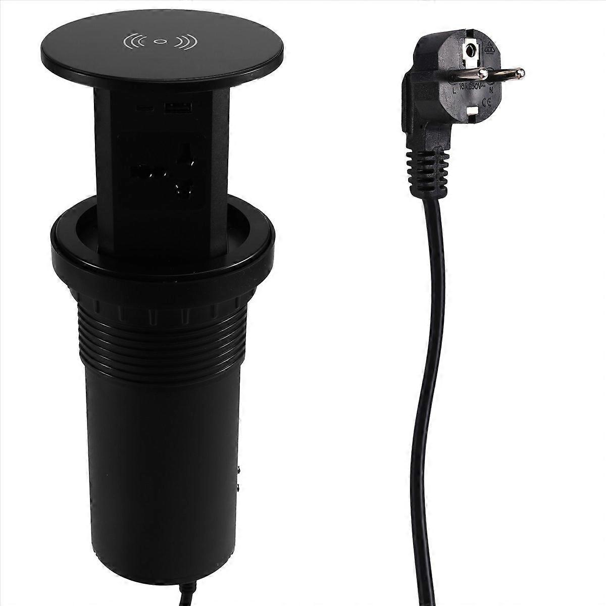 Lift Socket Wireless Charging Embedded Vertical Multifunction Plug-in Multifunction Island Four-Position USBA+C EU Plug