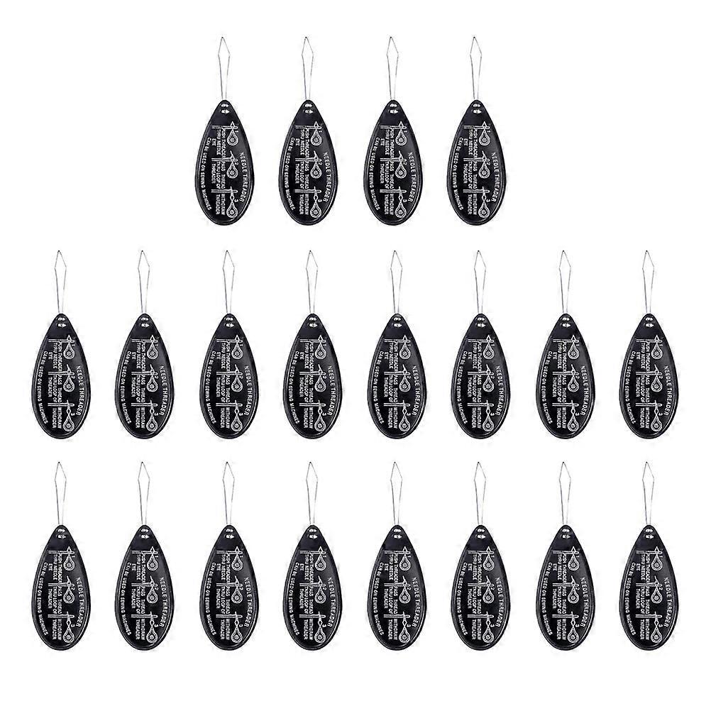 Aluminum Needle Threader Durable Threading Tool for Sewing 20Pcs Black Set