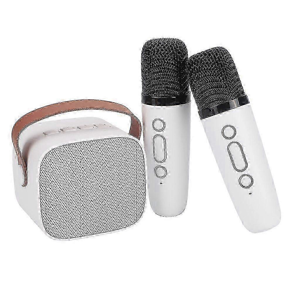 Microphone Karaoke Machine with 2 Wireless Microphones White