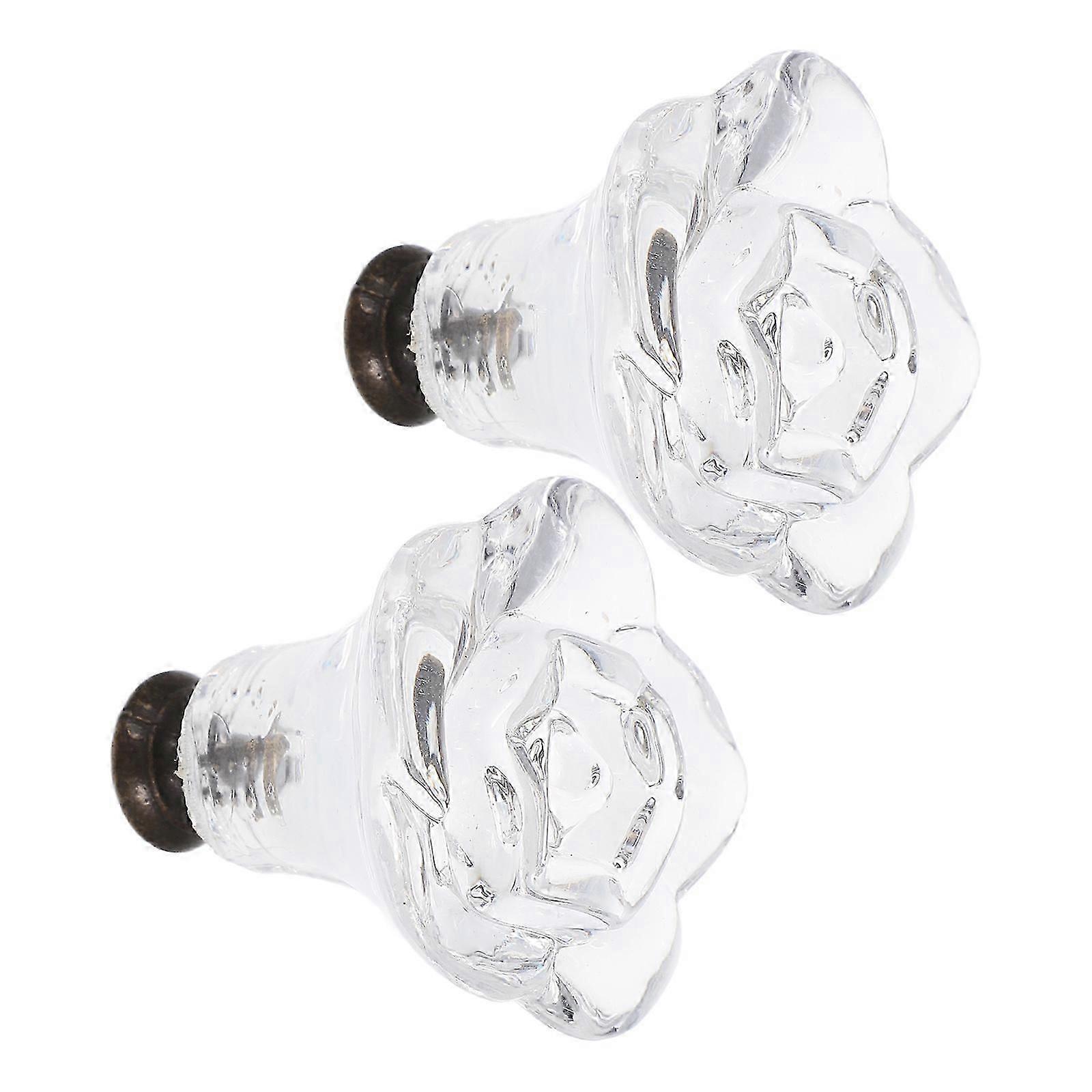 Clear Crystal Flower Shape Cabinet Knobs Acrylic Door Handle for Home Use 2Pcs