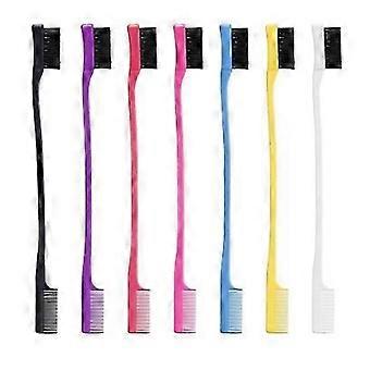 0224 Double-Sided Edge Control Brush & Comb, 7-Pack, Soft Boar Bristles, Multicolor, for Baby Hairs