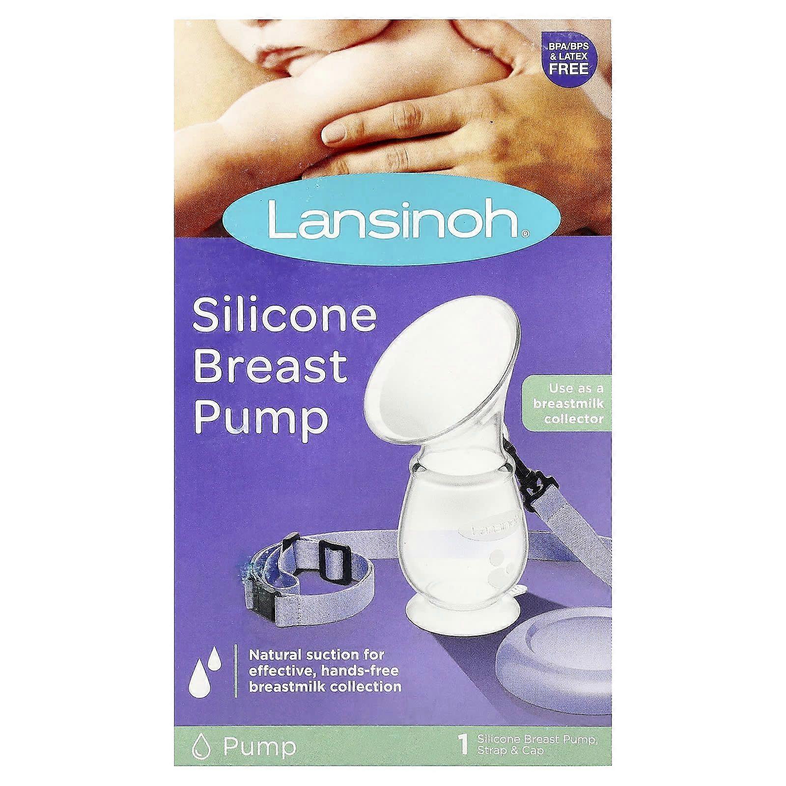 Lansinoh, Silicone Breast Pump, 1 Pump, Strap & Cap, 2-Pack