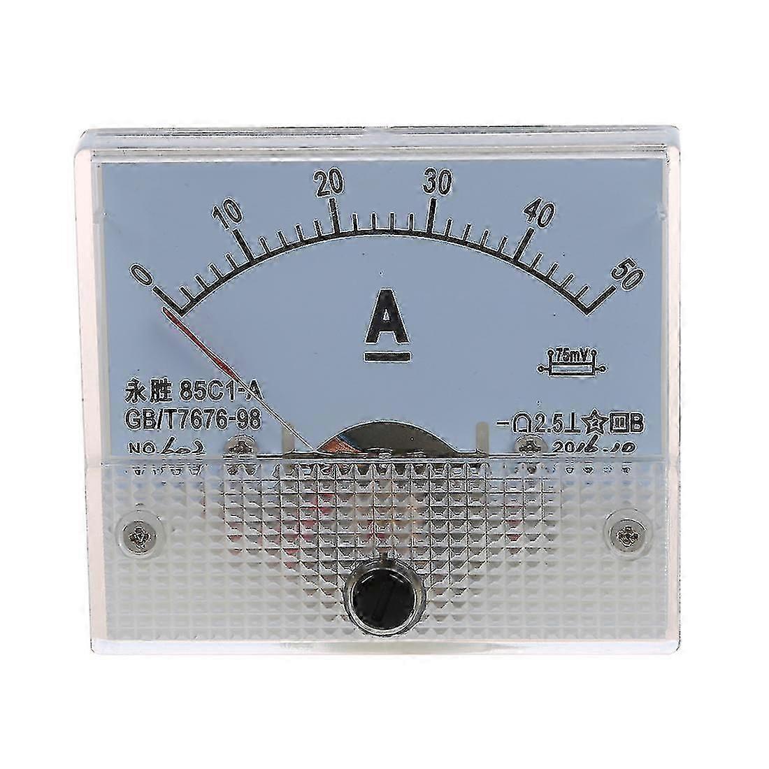 85C1 DC 0-50A Rectangle Analog Panel Ammeter Gauge