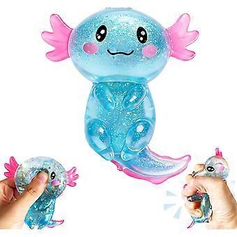 Axolotls Squishies Fidget Stress Ball,Cute Squishies Axolotls Toy,Easter Basket Stuffers, Stress Ball Squeeze Toys for Stress Relief (Blue)