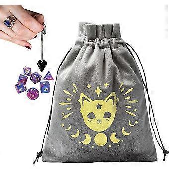 Dice Pouch, Velvet Drawstring Storage Bag, Soft Rune Portable Organizer, Multi Use Game Accessory Pouch, Lightweight Carry Design, 5.12x7.09in, f