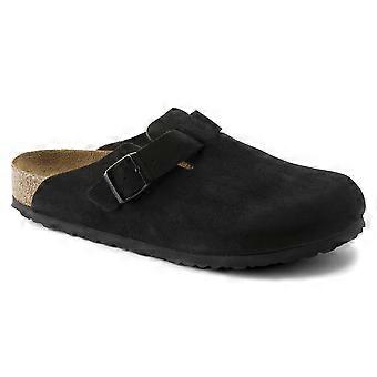 Birkenstock Unisex Boston Soft Footbed Clogs,Color-Black Suede