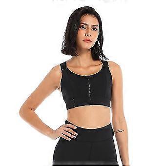 High-Strength Shockproof Sports Bra for Women, Front Zipper, Running Yoga Fitness, Polyester Spandex Blend, Large Bust Support