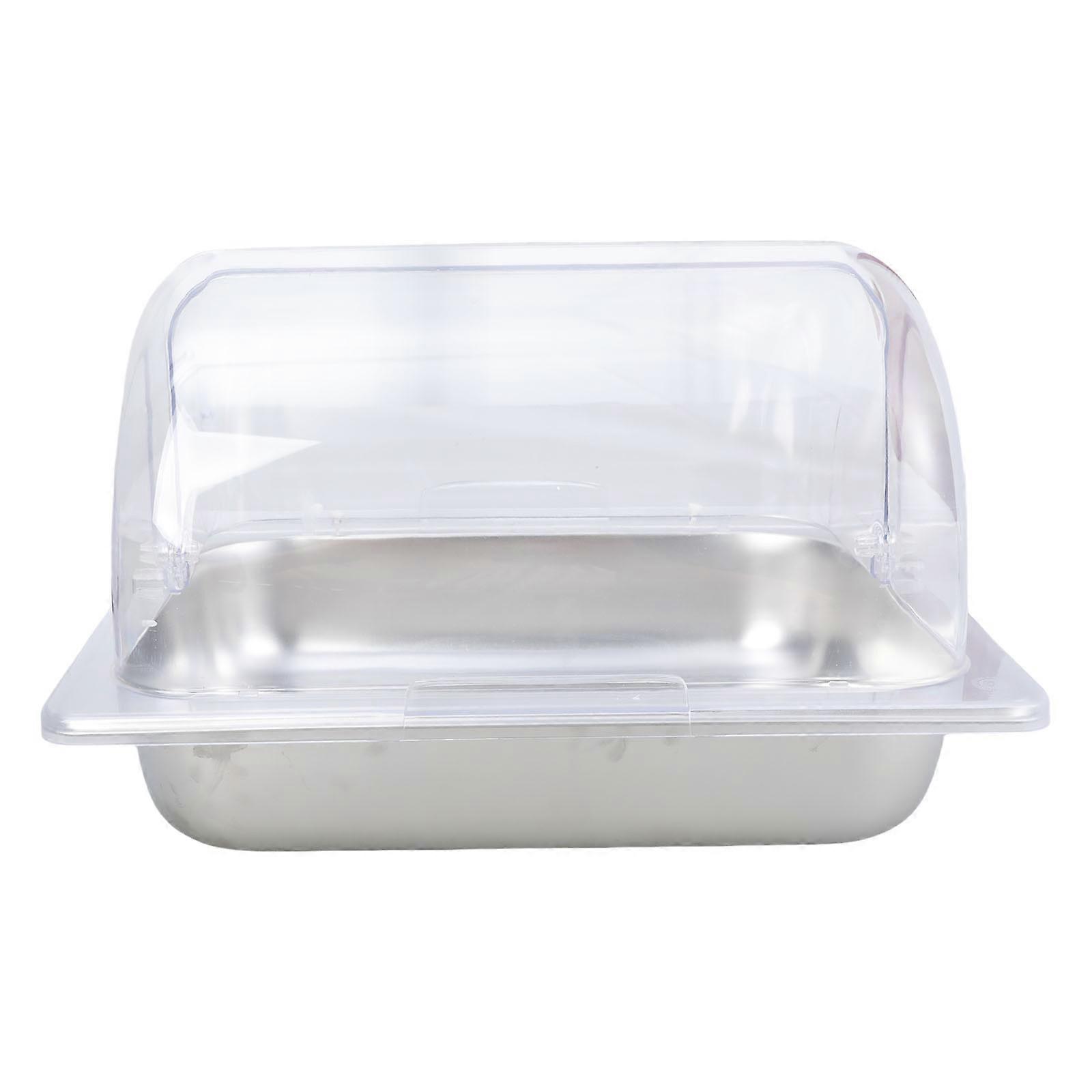 Contenant alimentaire de service en acier inoxydable de qualité professionnelle avec couvercle transparent et plusieurs compartiments pour buffets et présentation multicolore