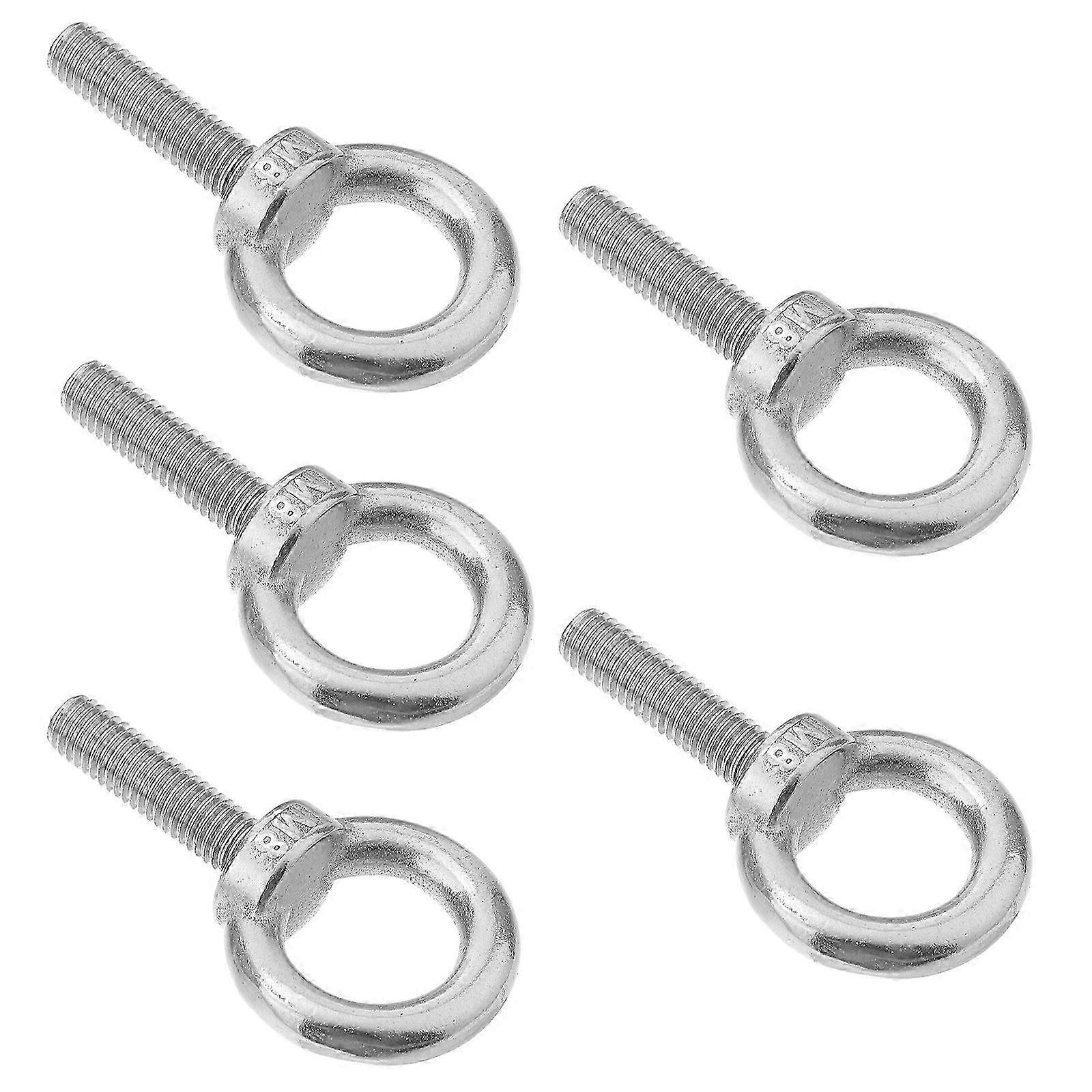 Smooth Thread Surface Eye Bolt M8x30 Construction Lifting Machinery 5Pcs