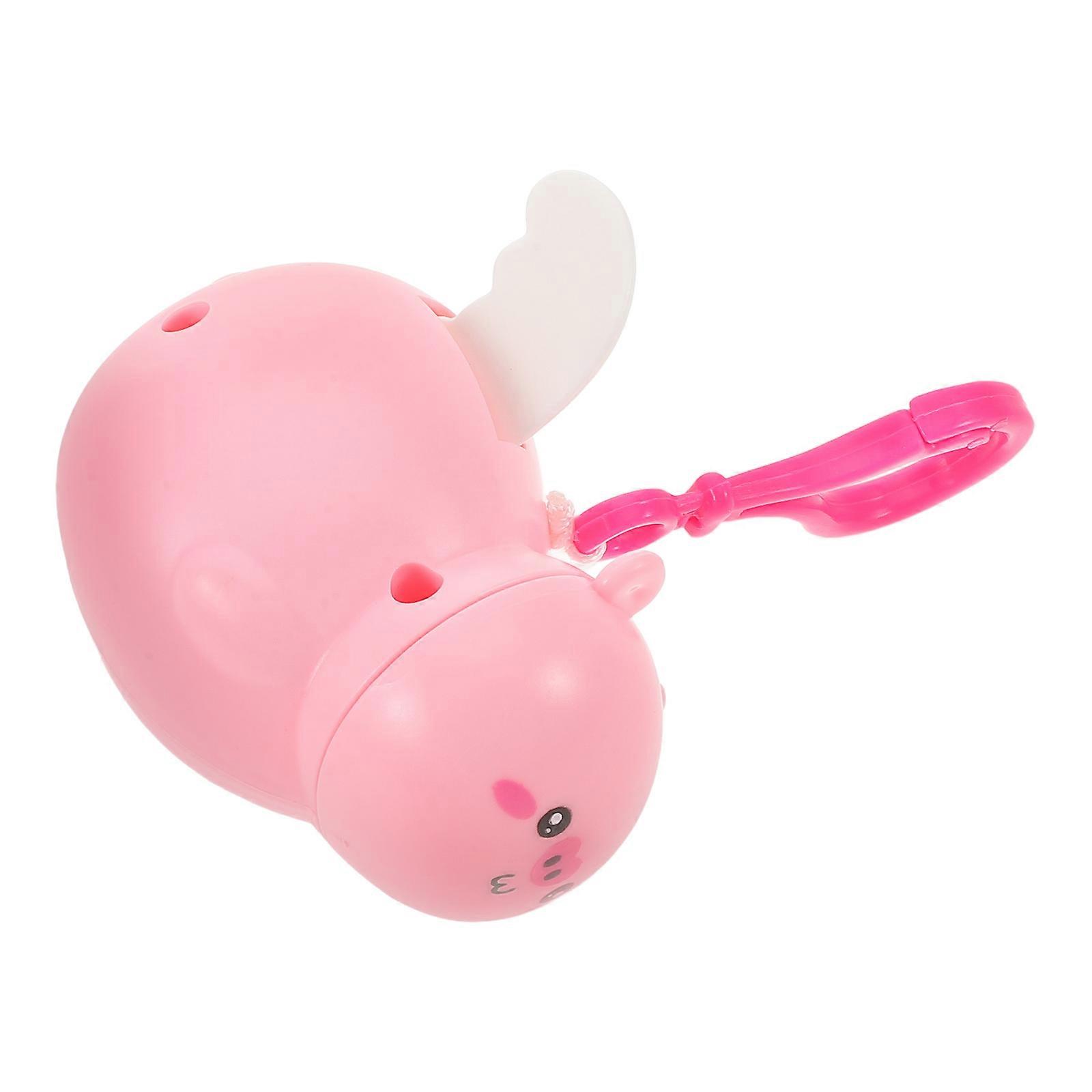 Pull String Little Pig Keychain for Decoration Use Pink Plastic Accessory