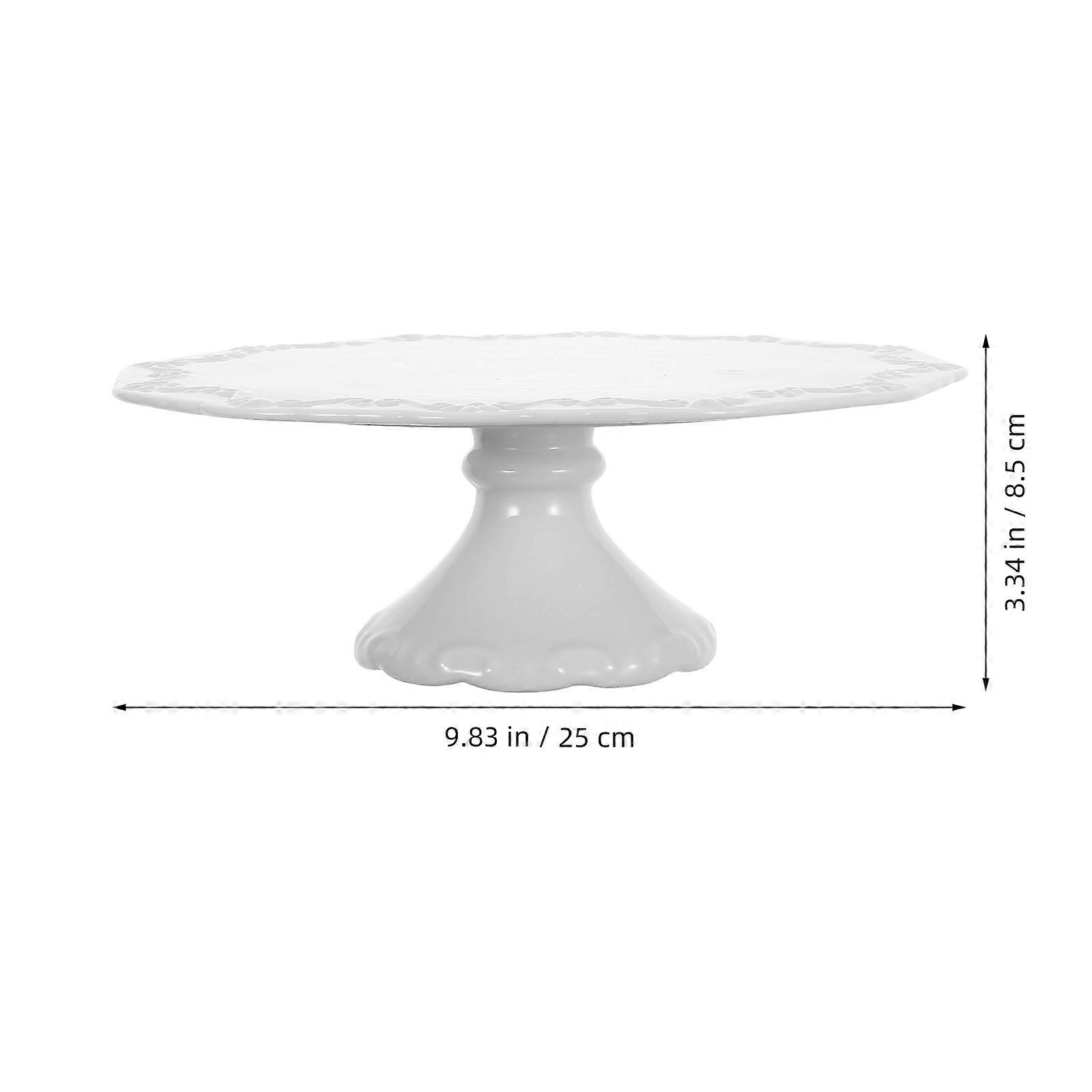 White Cake Stand Ceramic for Serving 2Pcs Dessert Display Plate