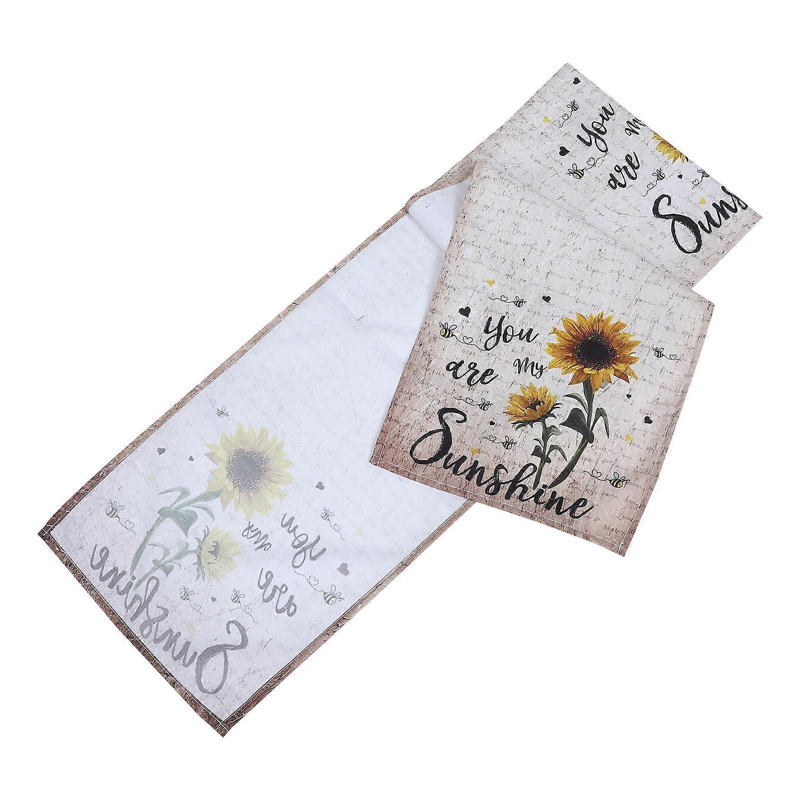 Dining Table Decor Delicate Sunflower Table Runner with 8Pcs Set