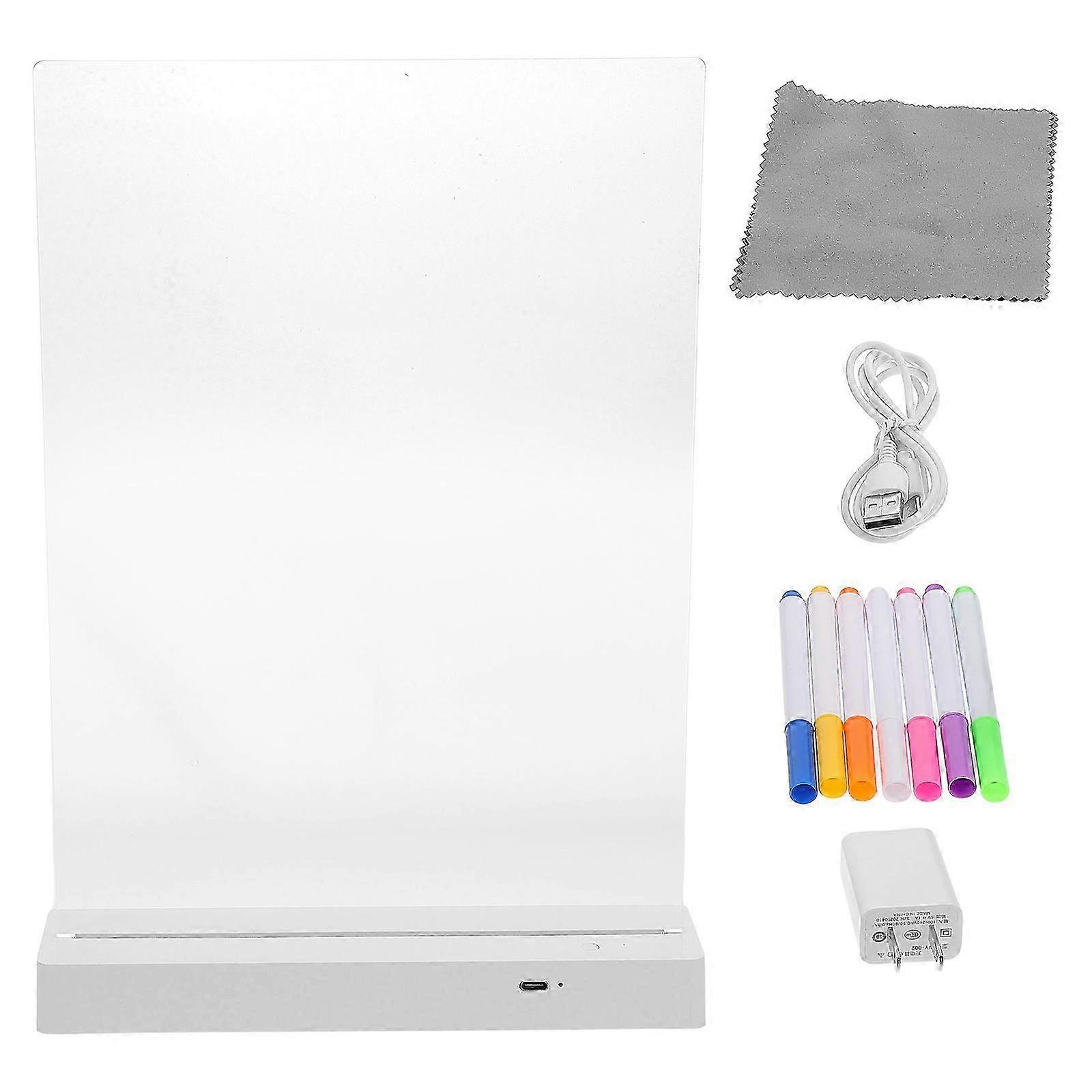 LED Lighted Message Board Erasable Desktop Pad with Markers 2Sets