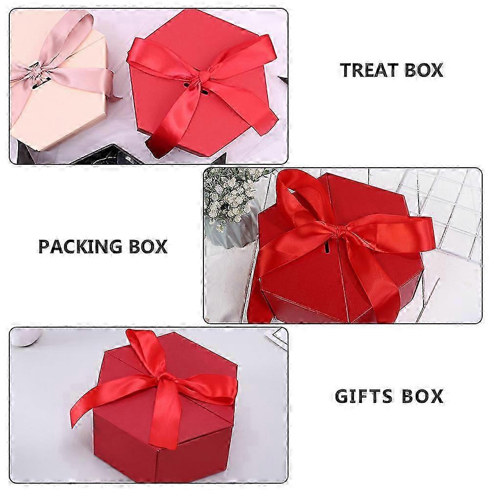 1Pcs Creative Hexagonal Red Paper Gift Box for Storage Packing