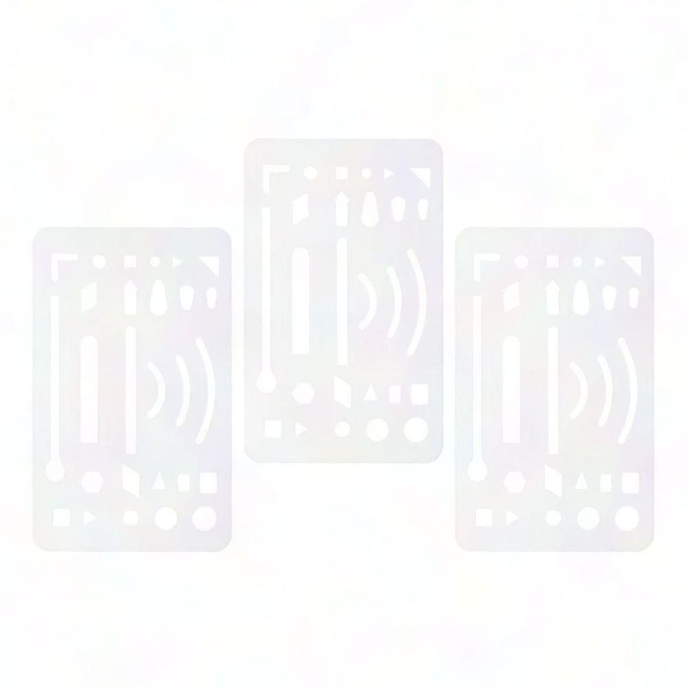 Engineering Drawing Stencils, Erasing Shield for Mechanical Design, Plastic Drafting Tools 9.2x5.7x0.1cm, 3-Piece Set