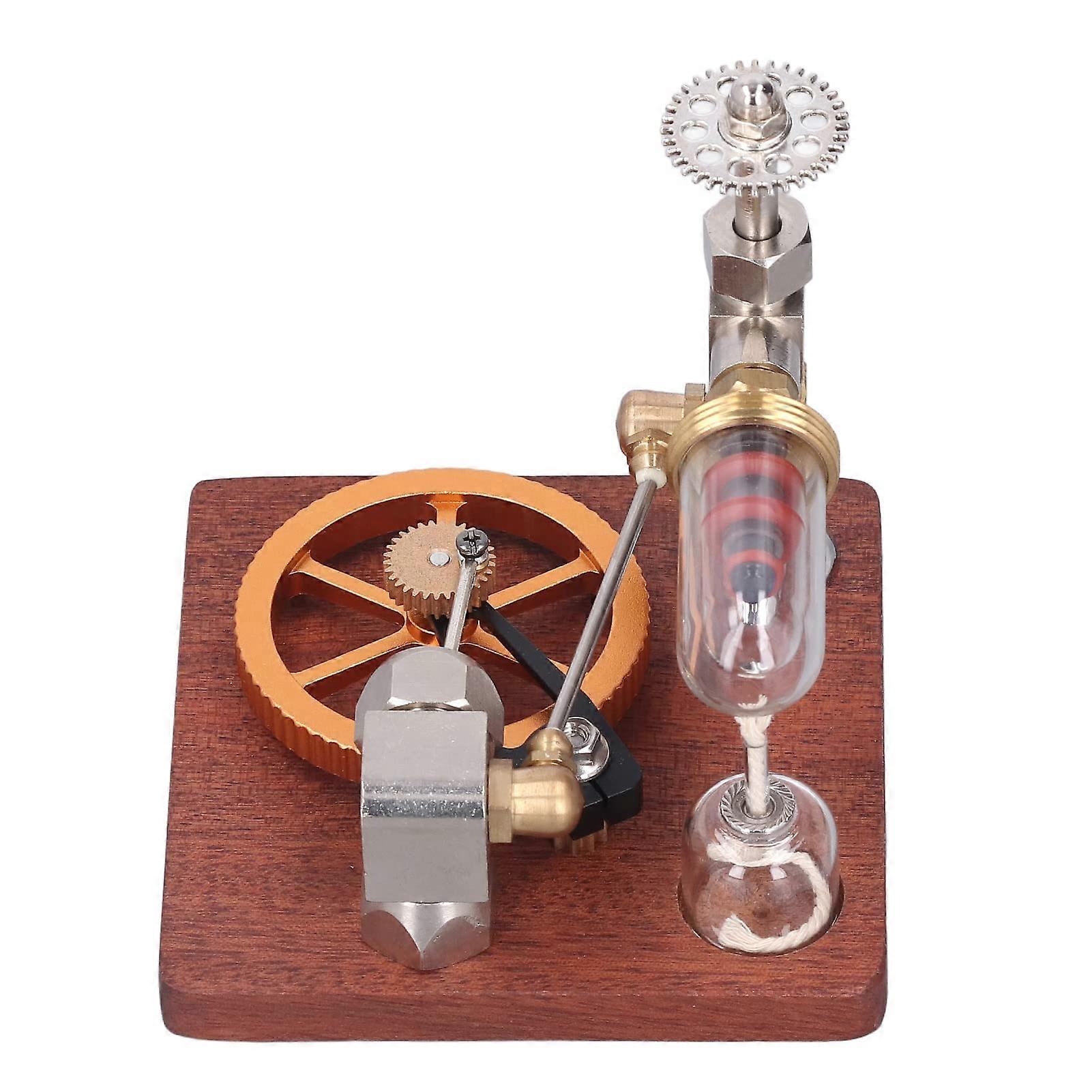 Stirling Engine Model with Adjustable Speed Control, Educational Tabletop Kit on Beech Wood Base