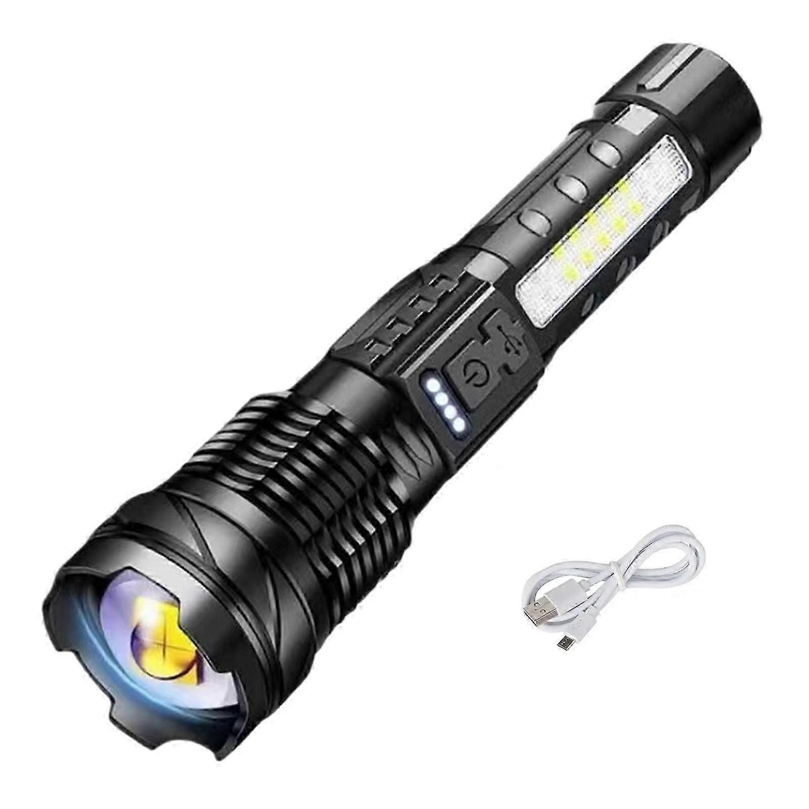 Super Bright Zoomable Flashlight  Type C Rechargeable & Power Display  for Camping
