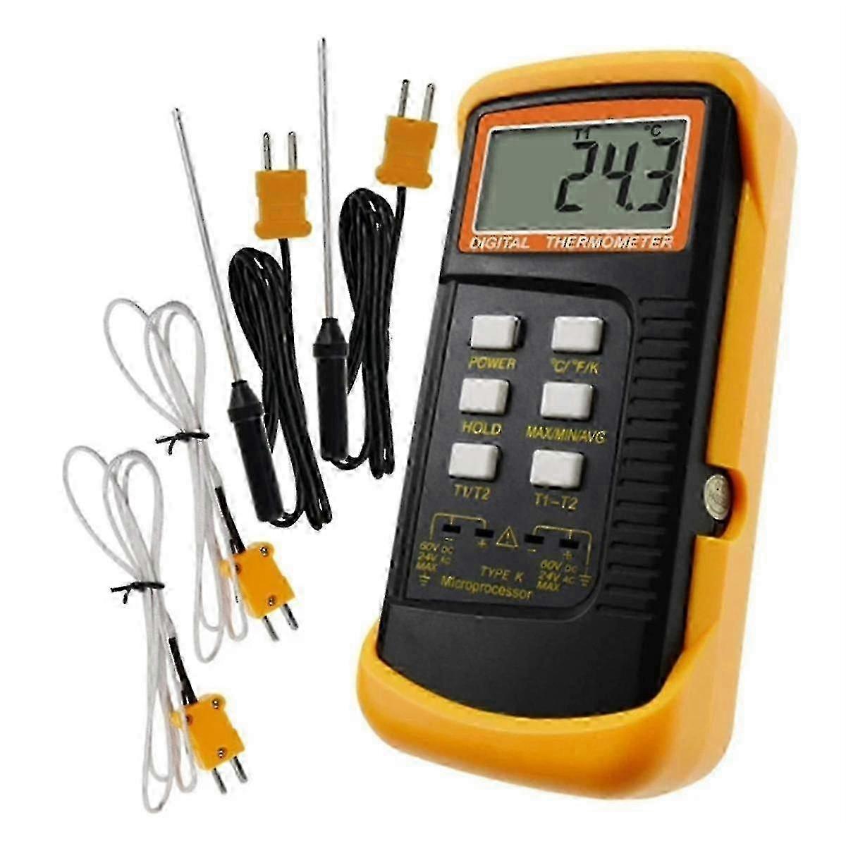 Lab-Grade K-Type Thermometer With T1 T2 Inputs