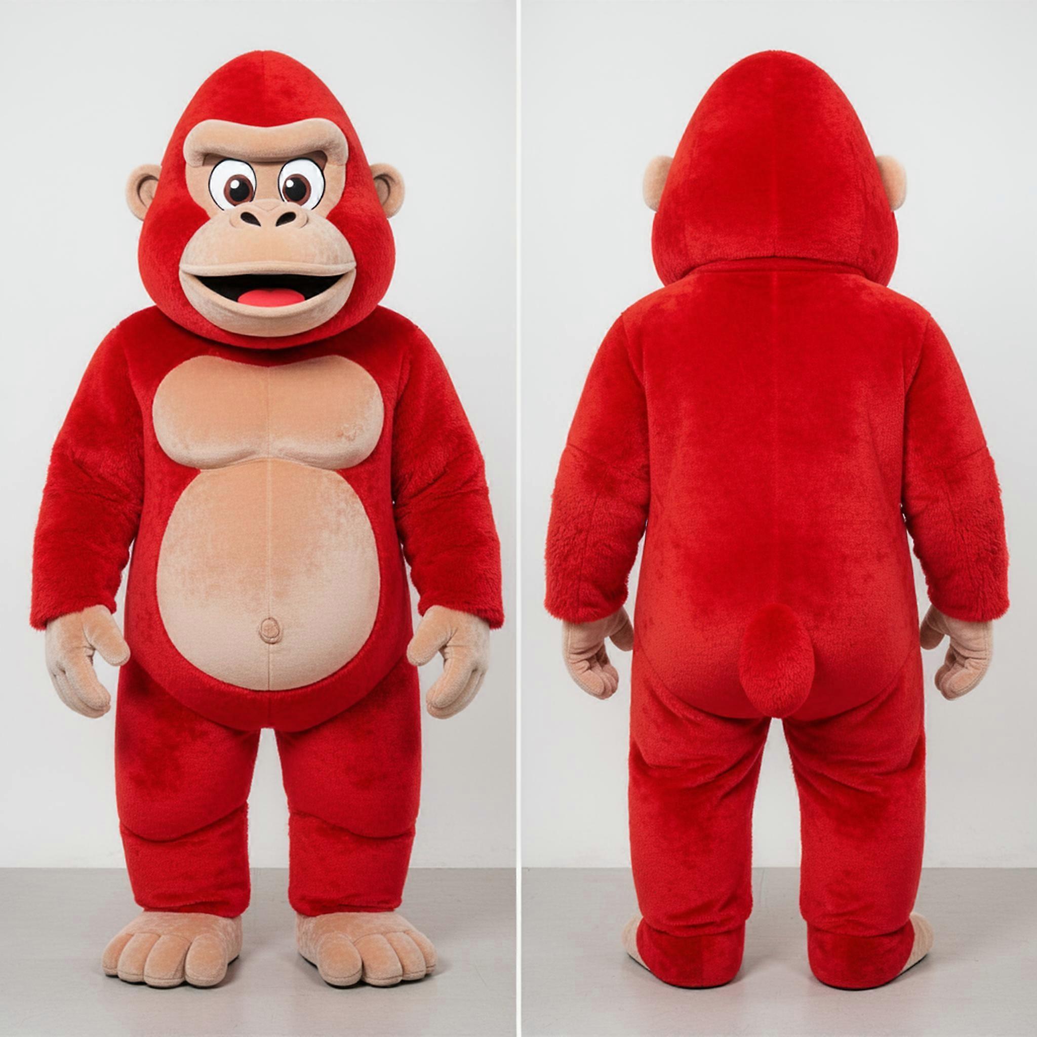 MASTICOT Velvety Red Broad Shouldered Gorilla Mascot