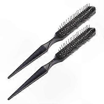 2-Pack Styling Brushes for Hair Extensions, Pointed Tail Design, Air Cushion Wig Brush for Women and Girls, Black