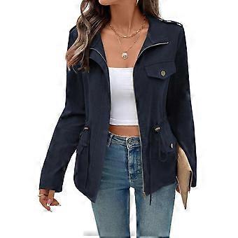 Women's Solid-Color Fashionable Casual Drawstring Waist Long-Sleeve Jacket For Fall/Winter