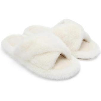 Pantoufles moelleuses en mousse à mémoire de forme, à bride croisée, toutes saisons, intérieur/extérieur