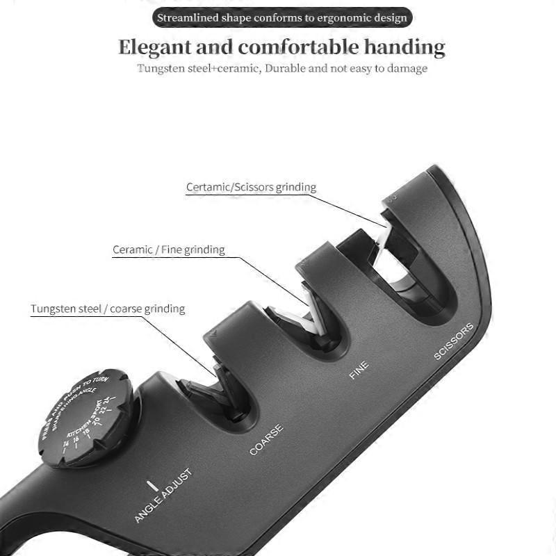 4 Stages Angle Adjustable Knife Sharpener Professional Kitchen Tool for Scissors and Whetstone Sharpening.
