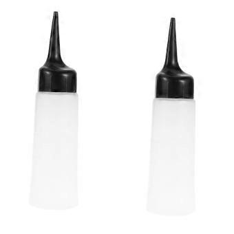 2pcs Clear Refillable Hair Dye Bottles with Easy Controlled Dispensing for Salon Coloring