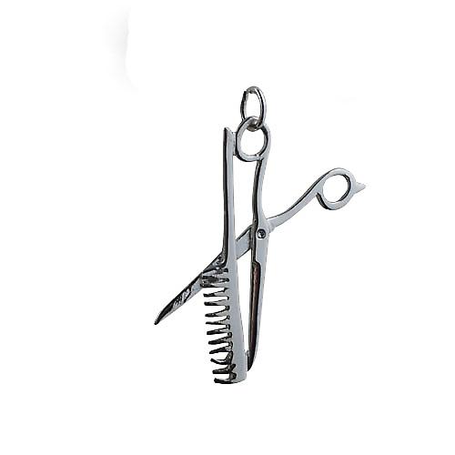 Silver 35x20mm Scissors & Comb Pendant