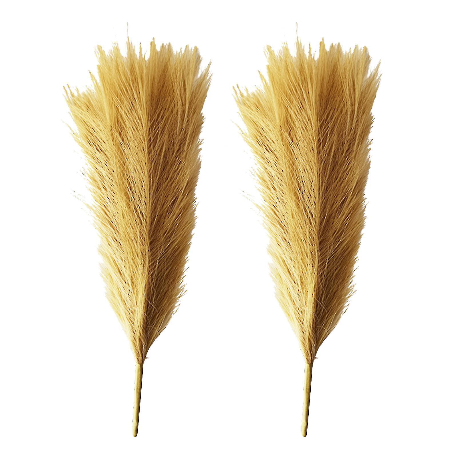 2pcs Artificial Pampas Grass Faux Silk Flower No-watering Fluffy Decor For Desktop