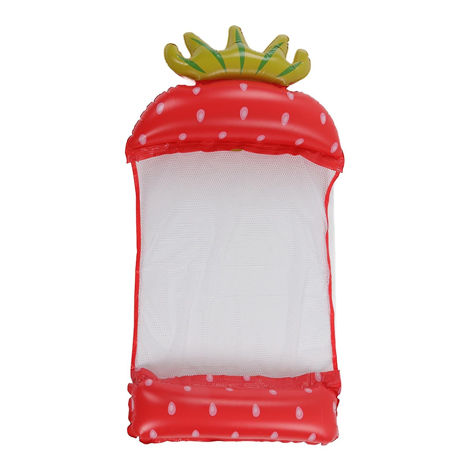 Inflatable Water Hammock Float Lounger Multifunctional Floating Chair Swimming Raft Pool Accessory Strawberry Pattern