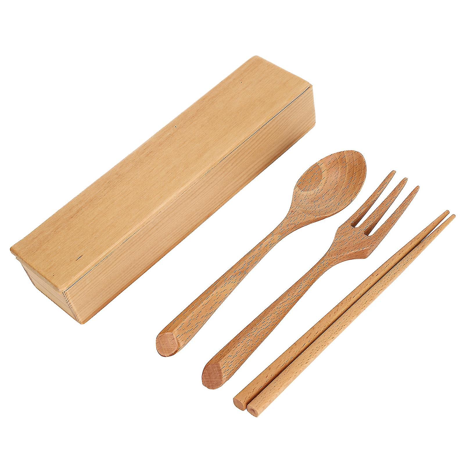 Dinnerware Set, Reusable, Wooden, Spoon, Chopsticks, Fork, Portable